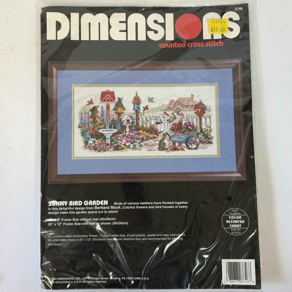 Dimensions Sunny Bird Garden Counted Cross Stitch Kit 3746 Cabin Cottage New VTG